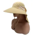 Outdoor khaki sun hat with wide brim, neck flap and breathable mesh side panels - M (56-58cm) / Khaki