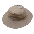 Detail of khaki sun hat featuring breathable mesh side bands and horse tail opening hole - Ponytail Style / Beige