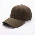 Detail of dark olive cotton baseball cap showing six-panel stitching and breathable eyelets - Adjustable / Coffee