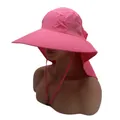 Detail view of pink sun hat with breathable mesh and protective neck flap for outdoors - M (56-58cm) / Watermelon red