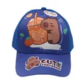 Detalle de gorra infantil azul marino con divertido diseño de carpincho animado - Ajustable 48-54cm / Capibara Azul Oscuro Jugo de Naranja
