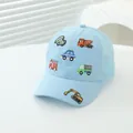 Casquette de baseball enfant bleu clair avec broderies de véhicules et dos en filet - Réglable (48-54cm) / Bleu