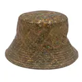 Holografischer Fischerhut mit Schachbrettmuster und Regenbogen-Metallic-Glanz-Effekt - M / Laser Holographisch Bronze Karomuster