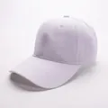 Detailed top view of a lavender cotton baseball cap with soft top and curved brim - Adjustable / White