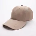 Detailed close-up of khaki cotton twill texture and stitching on the six-panel baseball cap - Adjustable / Khaki
