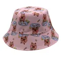 Rosa Fischerhut für Kinder mit niedlichem Capybara-Cartoon-Print aus Canvas-Material - 56cm / Rosa