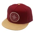 Snapback pet met platte rand in bordeaux en kaki met kompas borduurwerk voorop - Verstelbaar / Rood (Rood/Khaki)