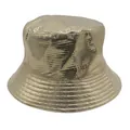 Detail of golden bucket hat featuring metallic grid texture and shiny laser finish - M (56-58cm) / Gold Metallic Texture Grid