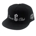 Cappellino snapback nero con ricamo Genius Club bianco e visiera piatta vista laterale - Regolabile / Nero