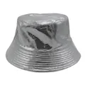 Silver disco style bucket hat with metallic grid texture for outdoor sun protection - M (56-58cm) / Silver Metallic Texture Square