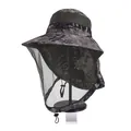 Outdoor-Moskitohut mit Tarnmuster, Nackenschutz und feinem Netz zum Angeln und Wandern - M (56-58cm) / Camouflage-Stil 2