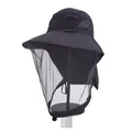 Outdoor sun hat with anti-mosquito mesh face mask and neck cover for fishing in dark grey - M / Dark Gray