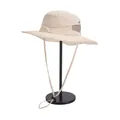 Unisex breathable beige wide brim sun hat with mesh panels and adjustable strap - M / Off White