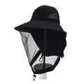 Detail view of the breathable mesh side panels and fine mosquito netting on outdoor hat - M (56-58cm) / Black