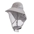 Outdoor sun hat with mosquito mesh face mask and adjustable drawstring in neutral grey - M (56-58cm) / Light Gray