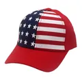Berretto da baseball rosso con design bandiera americana stelle e strisce bianche - Regolabile / Rosso