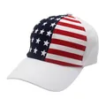 Dettaglio del cappello USA con strisce rosse e stelle bianche su tessuto di cotone - Regolabile / Bianco