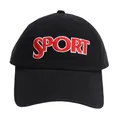 Gorra de béisbol negra con bordado SPORT rojo y blanco para hombre y mujer ajustable - Ajustable / Negro