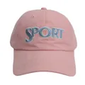 Pink cotton baseball cap with blue SPORT embroidery, sun protection hat for men and women - Adjustable / Pink