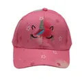 Pink unicorn embroidered baseball cap for girls with colorful horn and star patterns - Adjustable / Star Pattern / Red