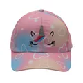 Pink and blue gradient baseball cap with unicorn embroidery and white heart prints - Adjustable / Heart Pattern / Pink