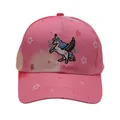Pink girls' baseball cap with embroidered unicorn and star patterns for children - Adjustable (48-54cm) / Red
