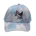 Macro view of flying unicorn embroidery on a pastel tie-dye baseball cap for girls - Adjustable (48-54cm) / Sky Blue
