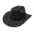 Western cowboyhoed met schedelprint en rode glitters voor Halloween-feestjes - Eén maat / Zwart