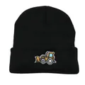 Bonnet tricoté noir pour enfants avec broderie camion de chantier pour l'hiver - Taille Unique (44-54cm) / Noir