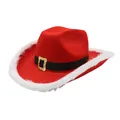Classico cappello da Babbo Natale stile cowboy rosso con bordo in finta pelliccia bianca - Natale Rosso