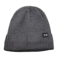 Bonnet en maille côtelée gris foncé pour hommes et femmes avec étiquette tissée sur le revers - Gris clair
