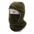Dettaglio del passamontagna verde oliva con fodera in pile e maschera protettiva antivento - Taglia unica / Verde Militare