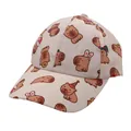 Kinder Baseballkappe mit süßem Capybara-Druck und Tiermotiven auf beigem Canvas-Stoff - Wasserschwein mit Hasenohren / Beige