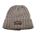 Berretto in maglia avena con ricamo, cappello invernale spesso a coste per uomo e donna - Cachi