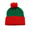 Berretto in maglia rosso e verde con pompon, ideale per il calore natalizio invernale - Rosso e Verde