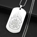 Silver stainless steel pendant necklace featuring a detailed engraved lotus fox deity - 60CM / Silver