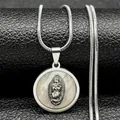 18k gold plated Virgin Mary pendant necklace with mother of pearl and snake chain - Silver 60cm