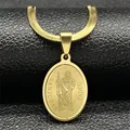 Gold Saint Jude Tadeo pendant on flat snake chain against black leather background - 60CM / Gold