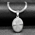 Polished stainless steel Saint Jude oval pendant necklace on a sleek snake chain - 60CM / Silver
