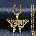 Détail du pendentif papillon doré en acier inoxydable avec détails de phase de lune - 60CM / Or