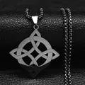 Detailed view of silver Celtic knot pendant necklace on dark leather surface - 60CM / Black