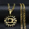 Golden stainless steel necklace featuring a sewing machine pendant on a Cuban link chain - 50cm / Gold