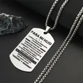 Colgante militar de acero para hijo con mensaje grabado en español y cadena gruesa - Plateado