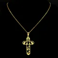 Collana con croce dorata in acciaio inossidabile con scena della natività e stella - Collana d'oro