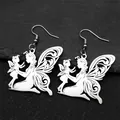 Detail of hollowed-out angel mother and child fairy pendant in polished silver steel - Earring Hooks / Silver Ear Hooks