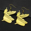 Golden Ancient Egyptian Goddess Isis winged earrings made of stainless steel for women - Gold Ear Hook