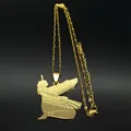 Detail shot of golden Egyptian Isis goddess pendant on a thick stainless steel twist chain - Gold Necklace