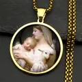 Vintage Goldene Halskette mit Maria-Anhänger und robuster Box-Kette für Damen - Gold / 60CM