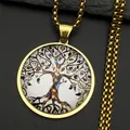 Goldene Lebensbaum-Halskette mit buntem Glasdom-Anhänger und Box-Kette - 60CM / Gold
