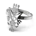 Polished stainless steel Sigil of Lucifer open ring with adjustable band and silver finish - Sigil of Lucifer (Silver) / Silver
